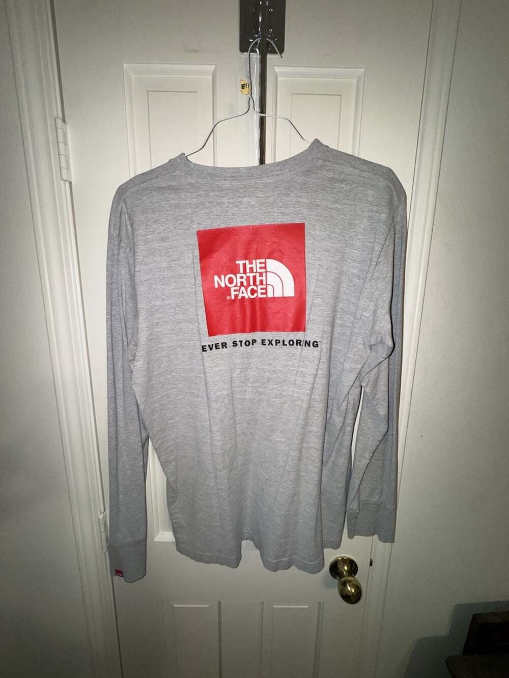 The North Face Men's Long Sleeve Red Box Tee Grey